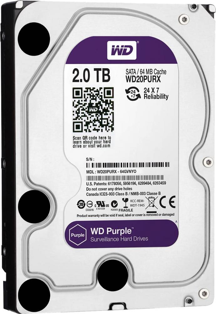 მყარი დისკი - 2TB, SATA HDD WD Purple Western Digital